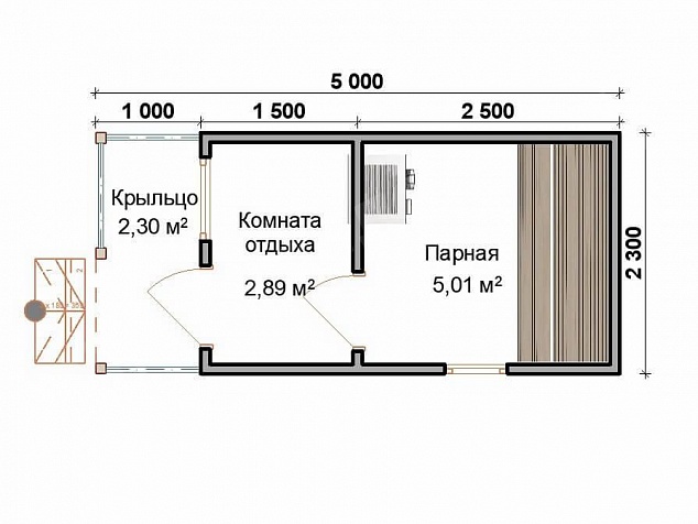 Мобильная баня 5х2,3 «МБ-14»