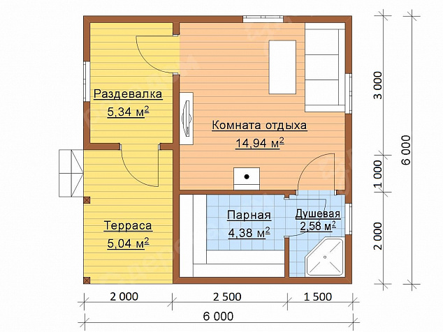 Баня из бруса 6х6 «Баня 2»