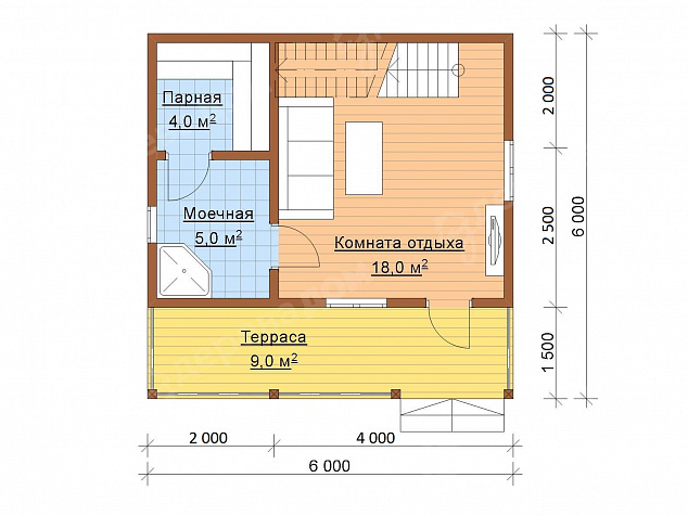 Каркасная баня 6х6 «Баня 32»