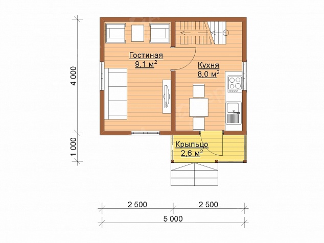 Каркасный дом 5х4 «Тайга 129»