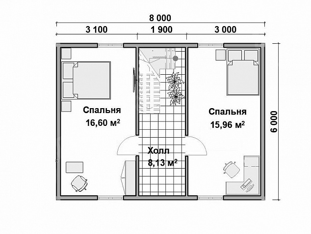 Каркасная баня 8х6 «Баня 37»