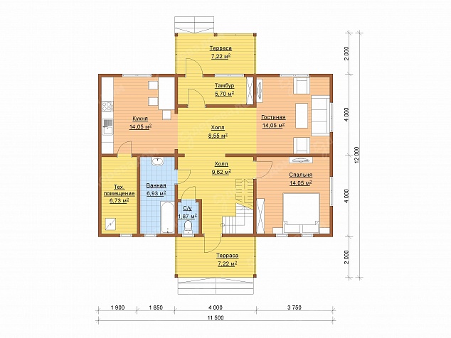 Каркасный дом 12х11,5 «Сибирь 97»